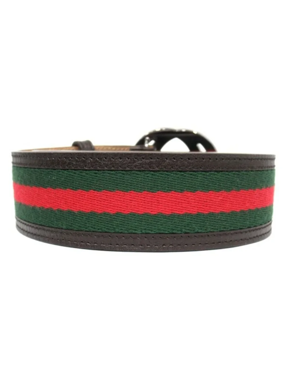 Gucci Belt Sherry Line Interlocking Logo Buckle 90 36 Brown Green Red - Picture 2 of 5